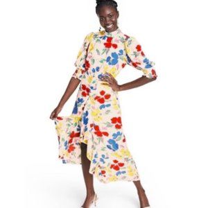 RIXO Ruffle Mock Neck Floral Dress 10